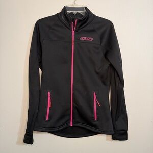 Castle X Mid Layer Jacket Womens Sz Small S Full Zip Lightweight Black Pink Snow